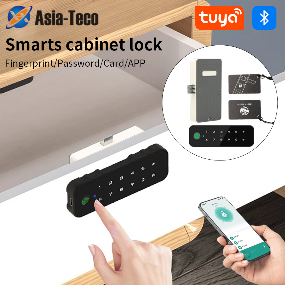 Furniture Hardware Brackets - Tuya Bluetooth Smart Wood Cabinet Fingerprint