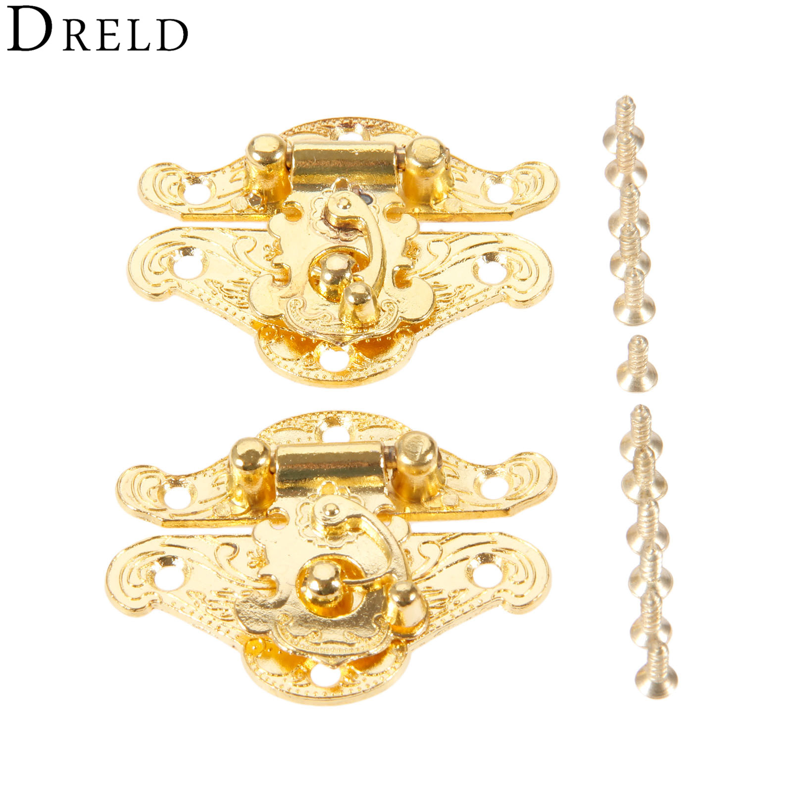 Furniture Hardware Manufacturers - DRELD 2Pcs Antique Gold Box Latch
