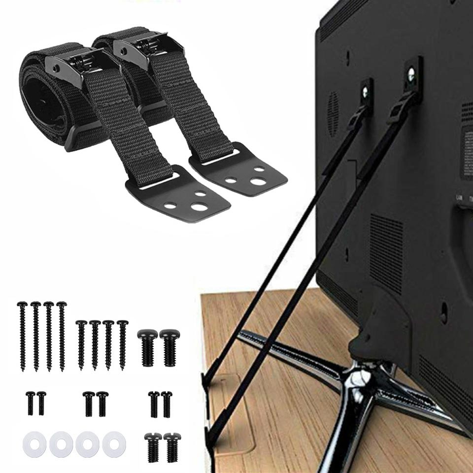Furniture Hardware Manufacturers - 2 Pack Adjustable TV Safety Straps,No-Drill