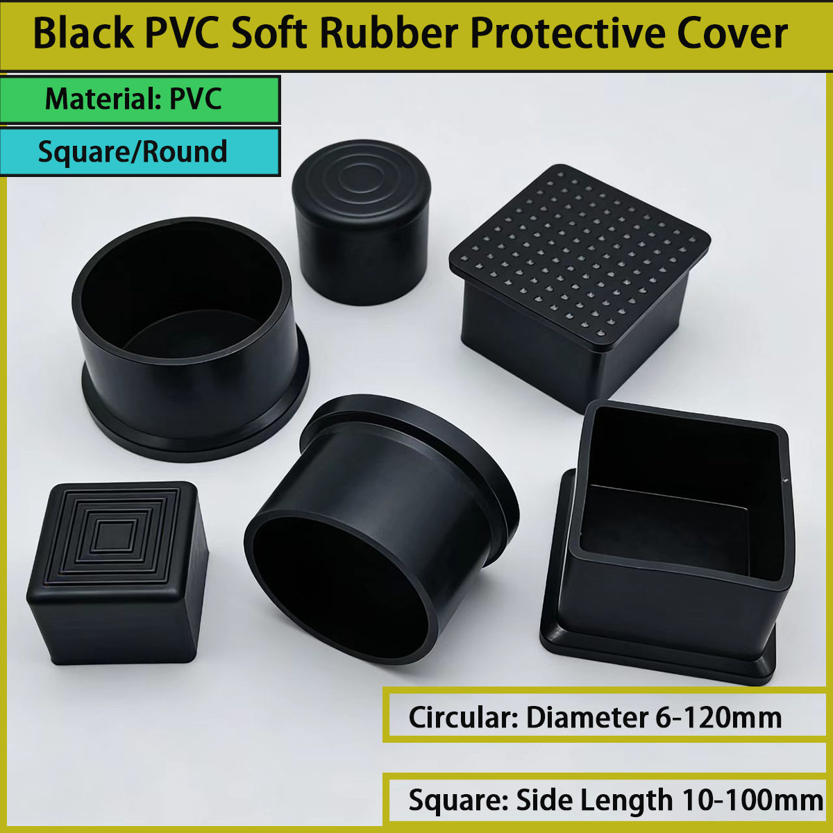 Square/circular black PVC soft - Used Furniture Hardware recension och pris