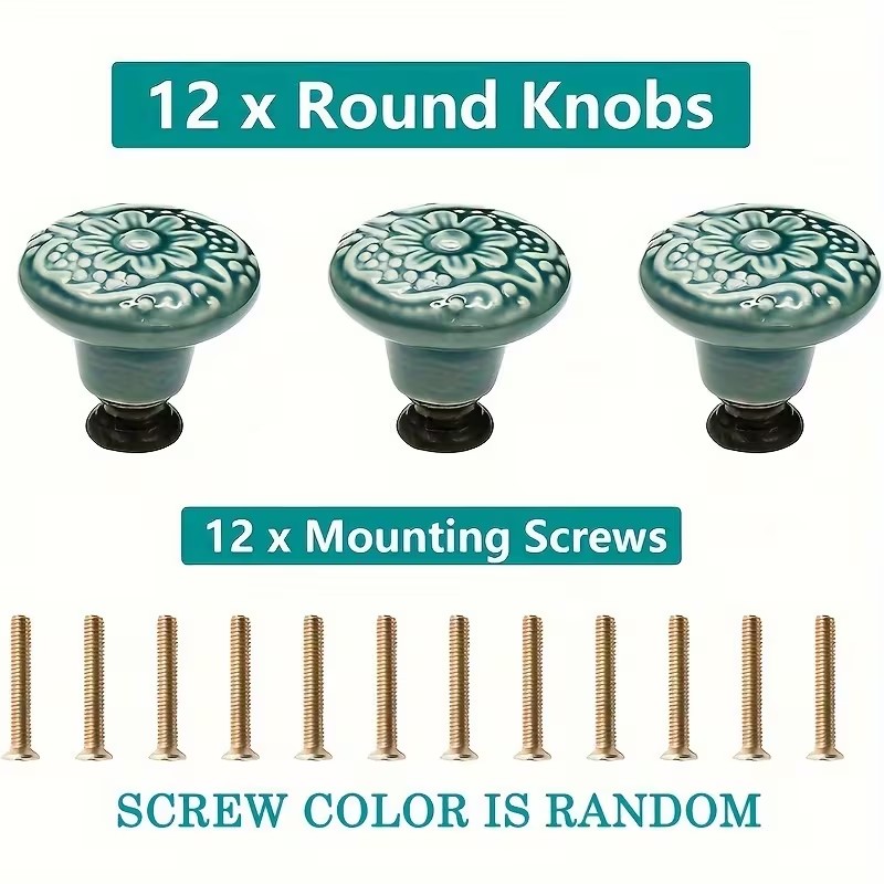 12pcs Ceramic Cabinet Knobs, F - Furniture Hardware Products recension och pris
